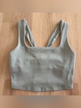 ALO Yoga Ribbed Tank-Style Sports Bra in Sage